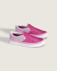 Kids Vans Little Kids Classic Slip-On Shoe in Glitter Raspberry Rose Pink