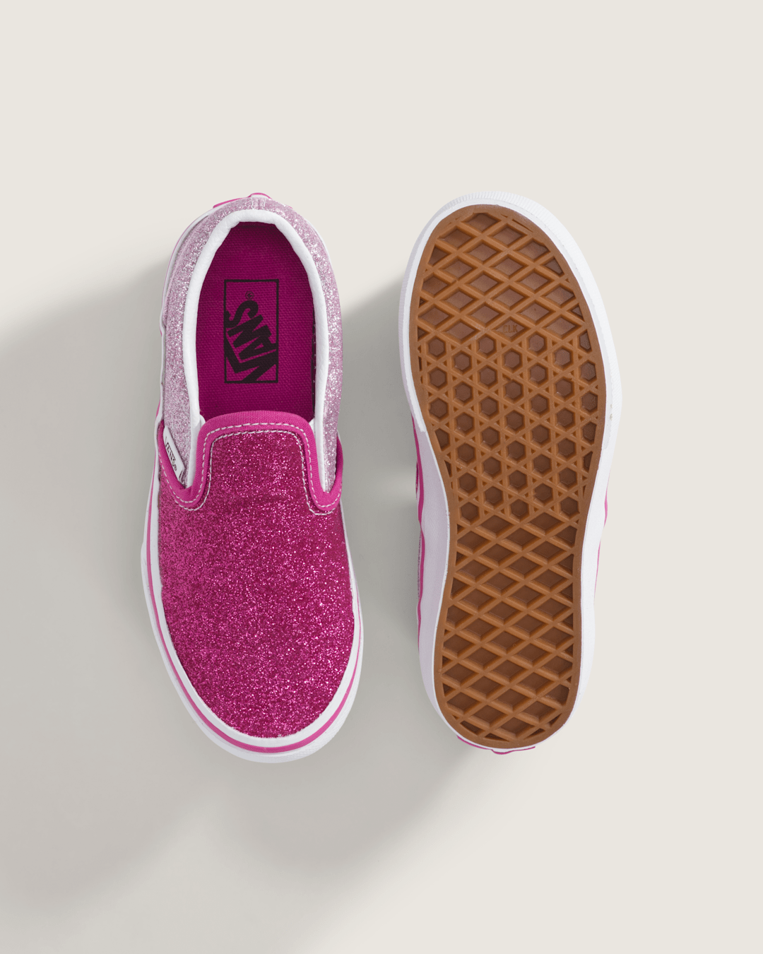 Kids Vans Little Kids Classic Slip-On Shoe in Glitter Raspberry Rose Pink