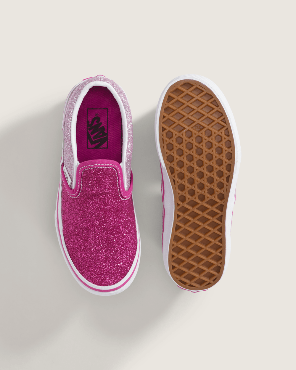 Kids Vans Little Kids Classic Slip-On Shoe in Glitter Raspberry Rose Pink