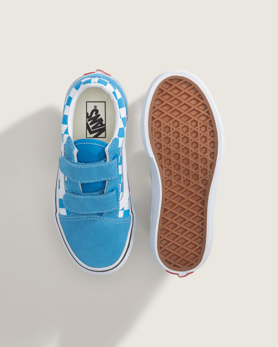 Kids Vans Little Kids Old Skool V Checkerboard Shoe in Checkerboard Bright Azure Blue