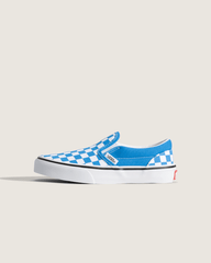 Kids Vans Little Kids Classic Slip-On Checkerboard Shoe in Checkerboard Bright Azure Blue