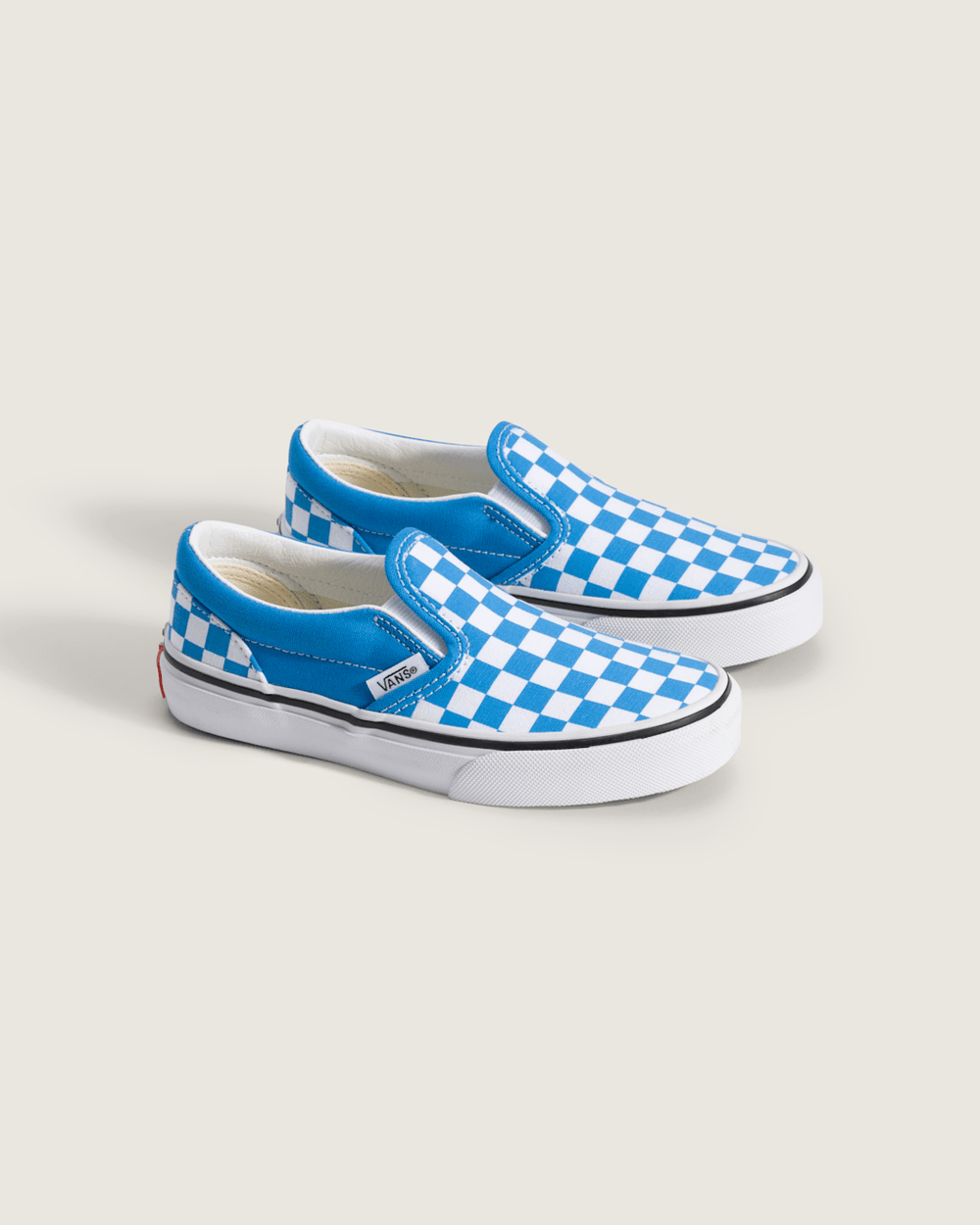 Kids Vans Little Kids Classic Slip-On Checkerboard Shoe in Checkerboard Bright Azure Blue