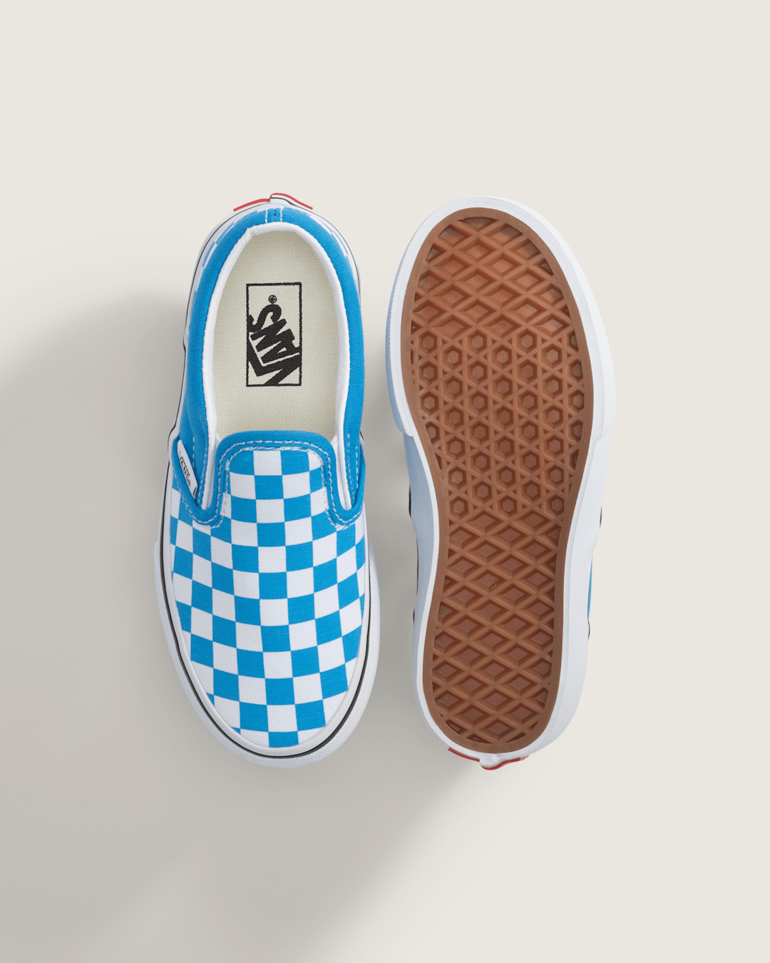 Kids Vans Little Kids Classic Slip-On Checkerboard Shoe in Checkerboard Bright Azure Blue