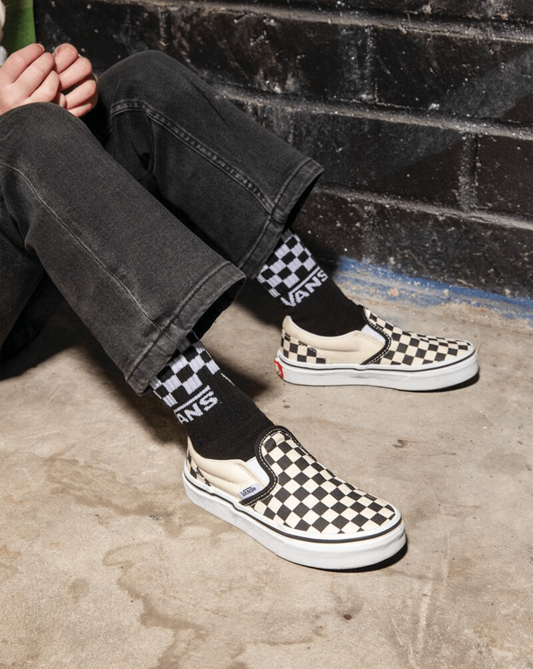 Kids Vans Kids Classic Checkerboard Slip-On Black/White Shoes