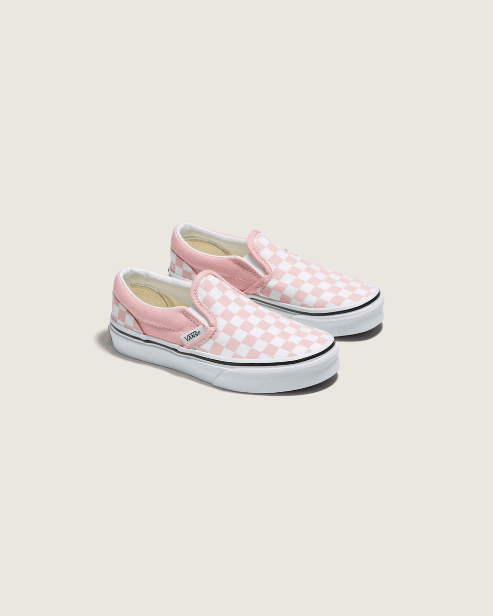 Kids Vans Kids Classic Checkerboard Slip-On Powder Pink/True White Shoes