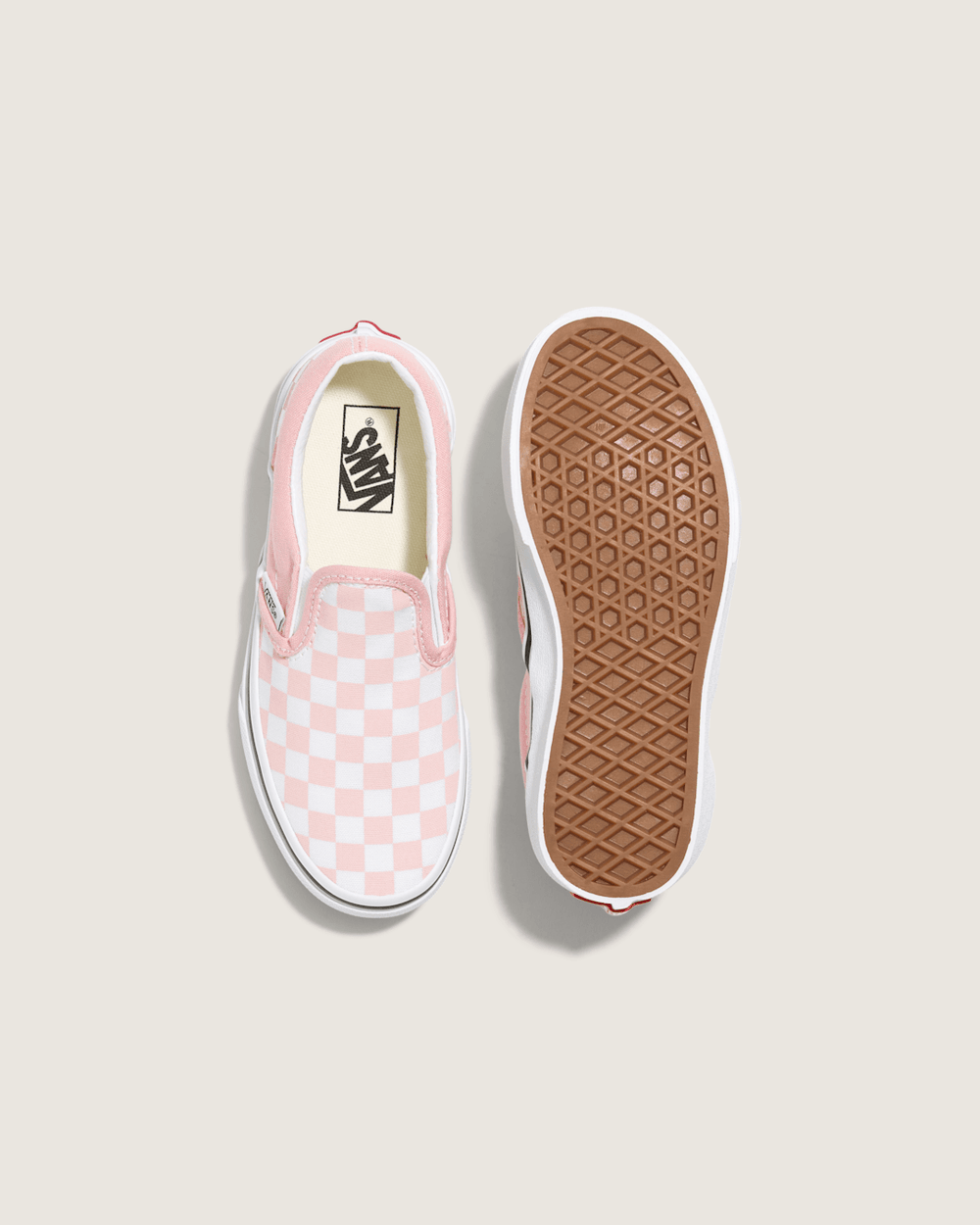 Kids Vans Kids Classic Checkerboard Slip-On Powder Pink/True White Shoes