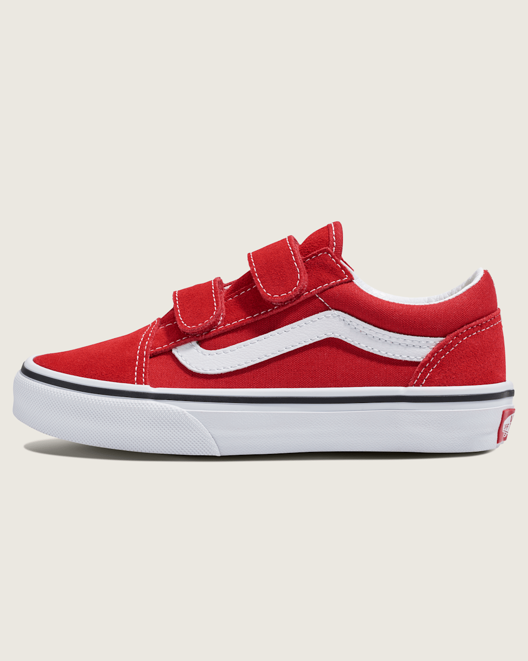 Kids Vans Little Kids Old Skool V Shoe in Racing Red / True White