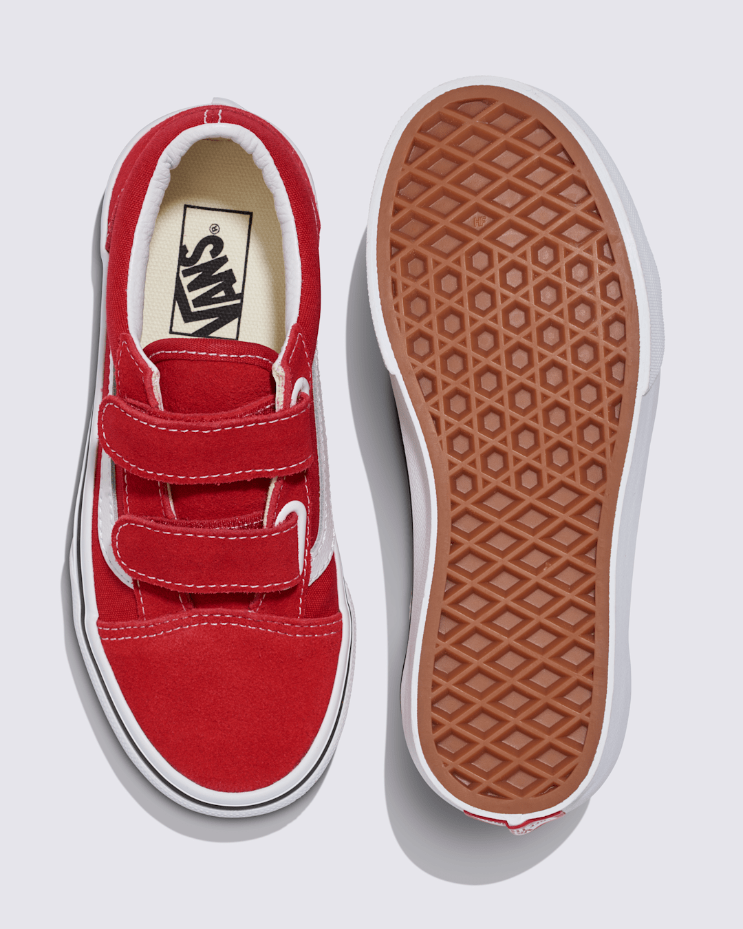 Kids Vans Little Kids Old Skool V Shoe in Racing Red / True White