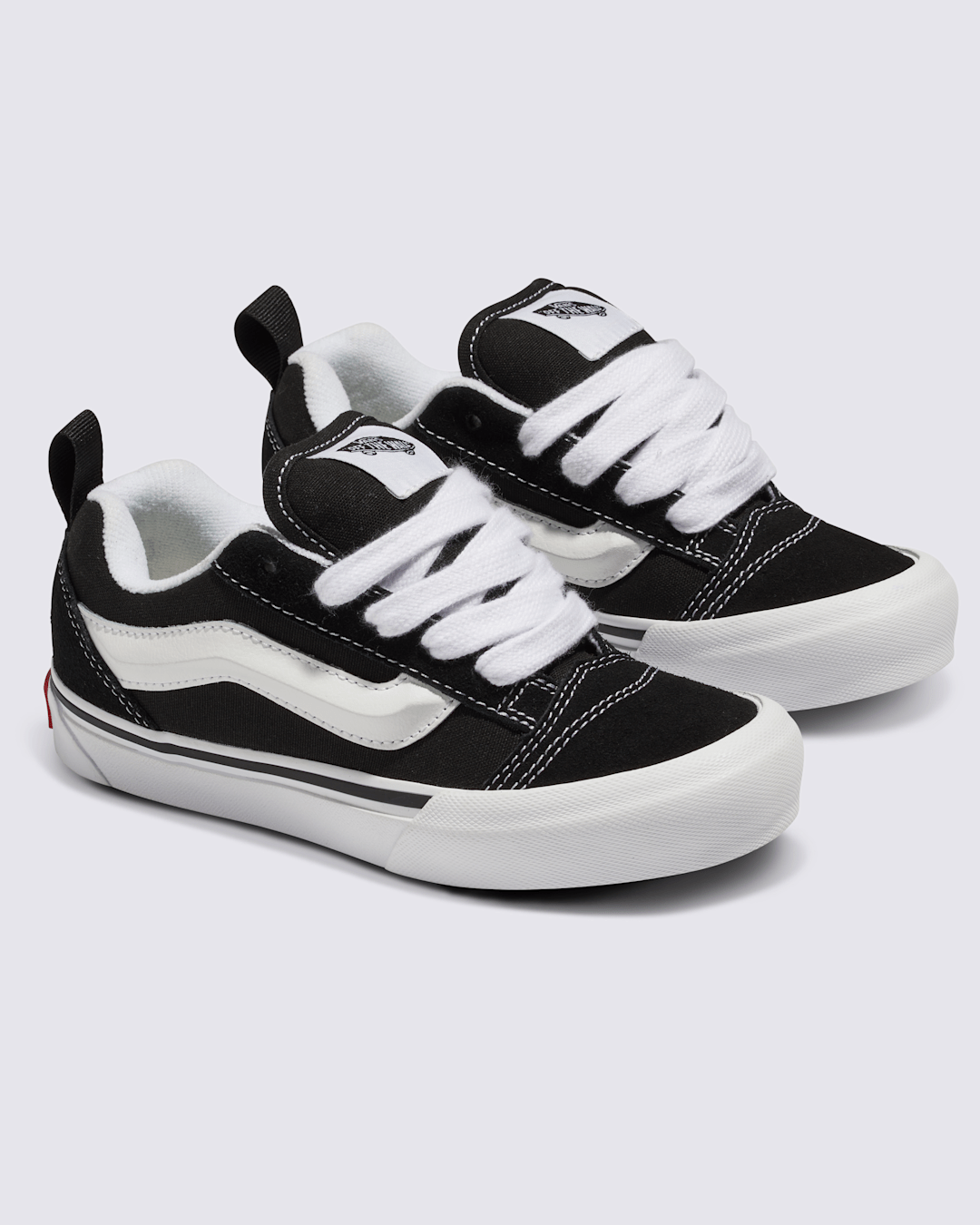 Kids Vans Little Kids Knu Skool Shoe in Black / True White