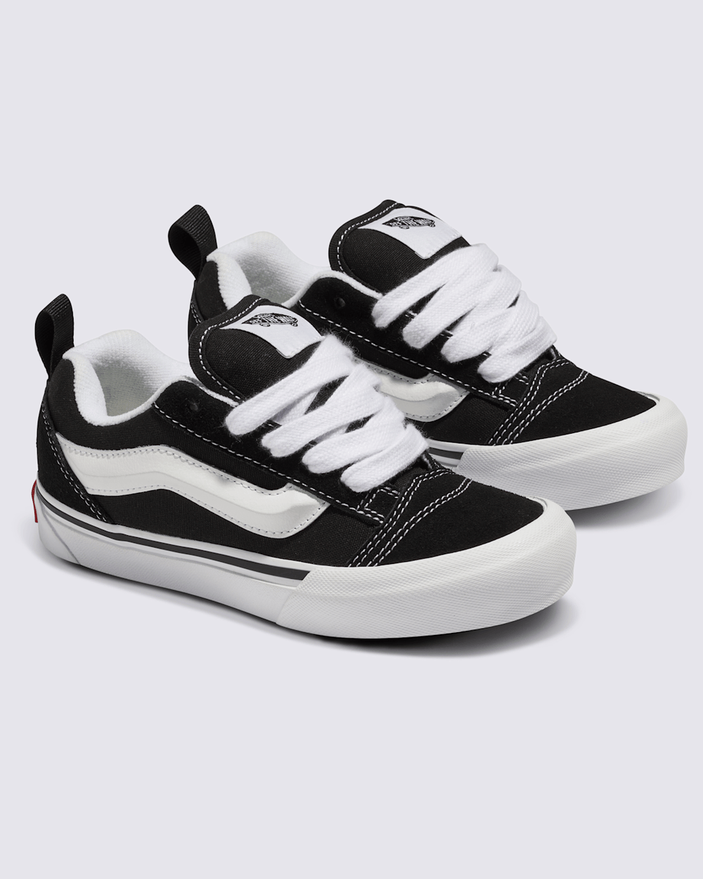 Kids Vans Little Kids Knu Skool Shoe in Black / True White