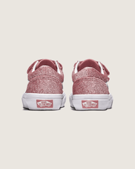 Kids Vans Little Kids Old Skool V Shoe in Glitter Rose Gold Pink