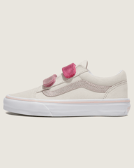 Kids Vans Little Kids Old Skool V Shoe in Marshmallow White / Metallic Pink
