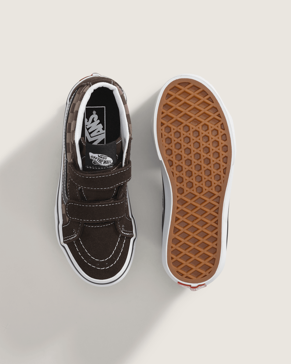 Kids Vans Little Kids' Sk8-Mid V Checkerboard Shoe in Checkerboard Brown