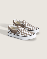 Kids Vans Little Kids Classic Slip-On Checkerboard Shoe in Checkerboard Walnut Brown