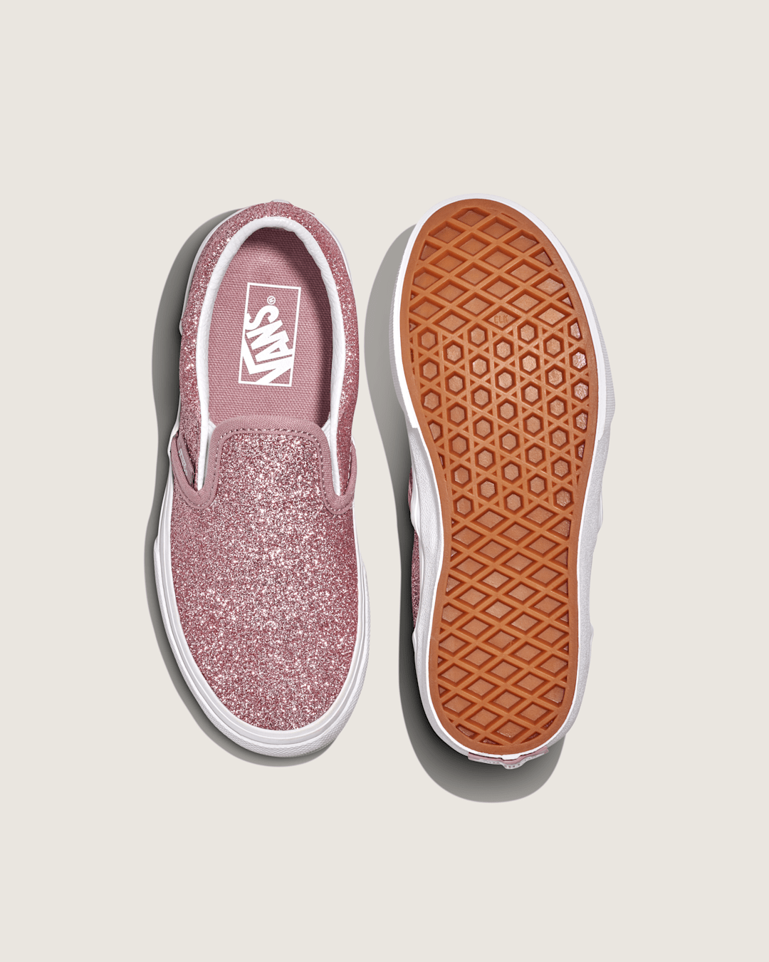 Kids Vans Little Kids Classic Slip-On Shoe in Glitter Rose Gold Pink