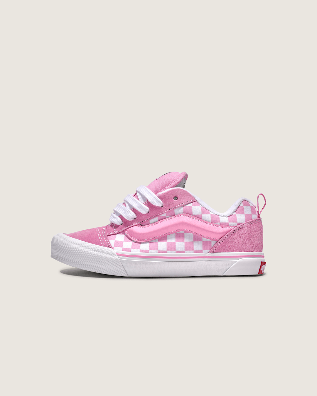 Kids Vans Little Kids Knu Skool Checkerboard Shoe in Checkerboard Prism Pink / True White