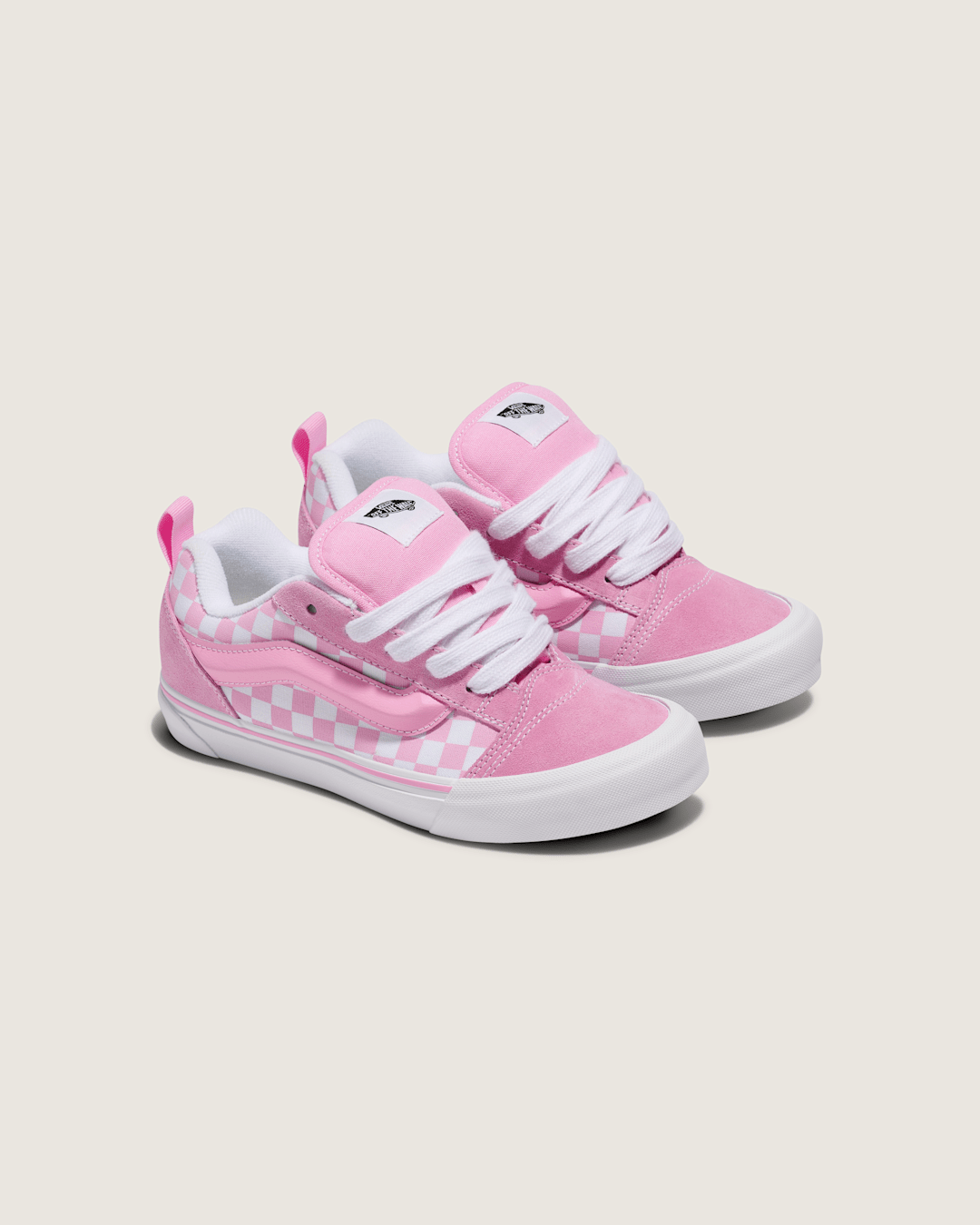 Kids Vans Little Kids Knu Skool Checkerboard Shoe in Checkerboard Prism Pink / True White