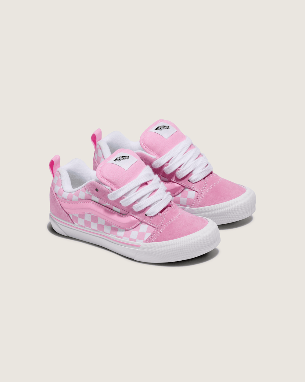 Kids Vans Little Kids Knu Skool Checkerboard Shoe in Checkerboard Prism Pink / True White