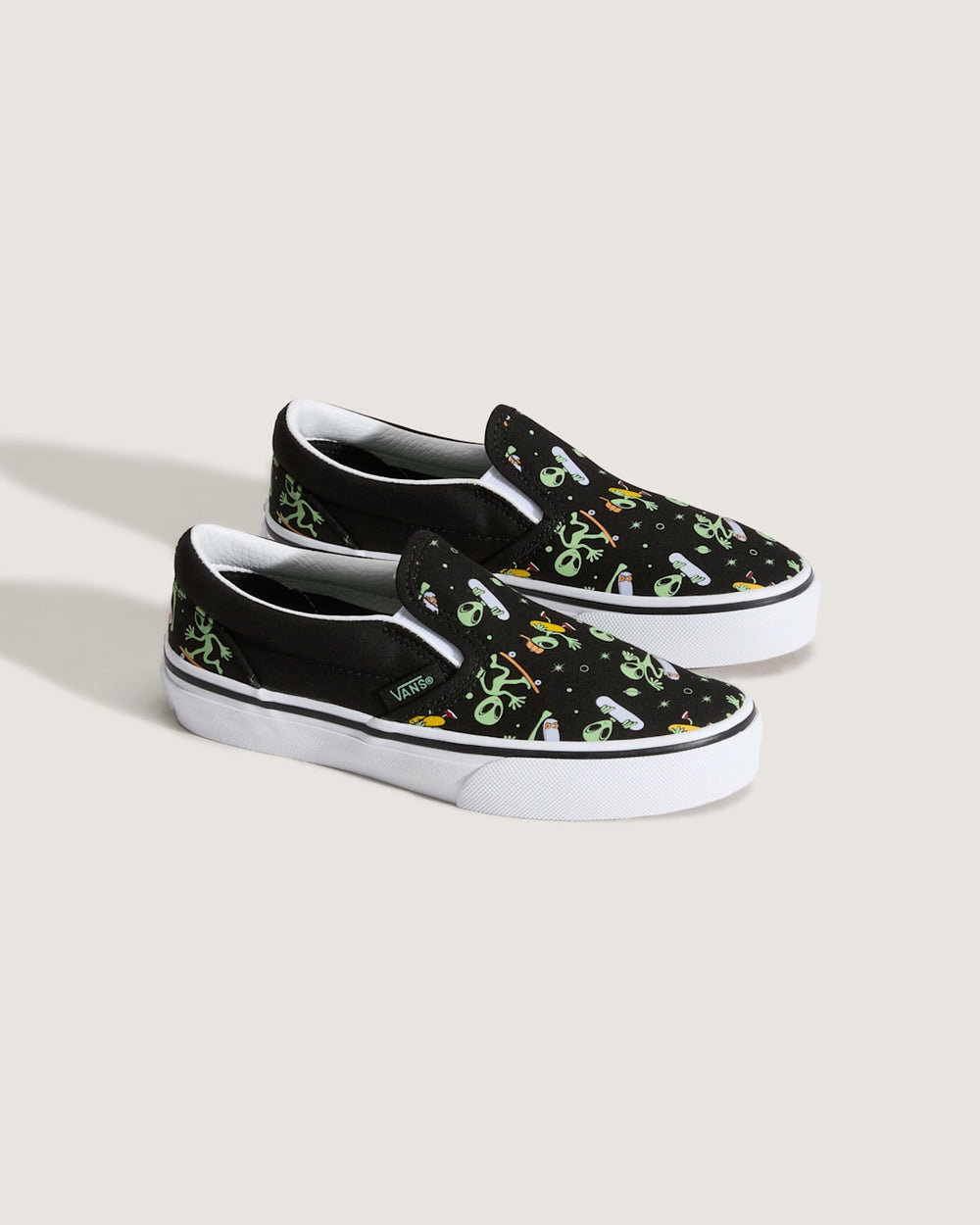 Kids Vans Little Kids Classic Slip-On Shoe in Black / Green