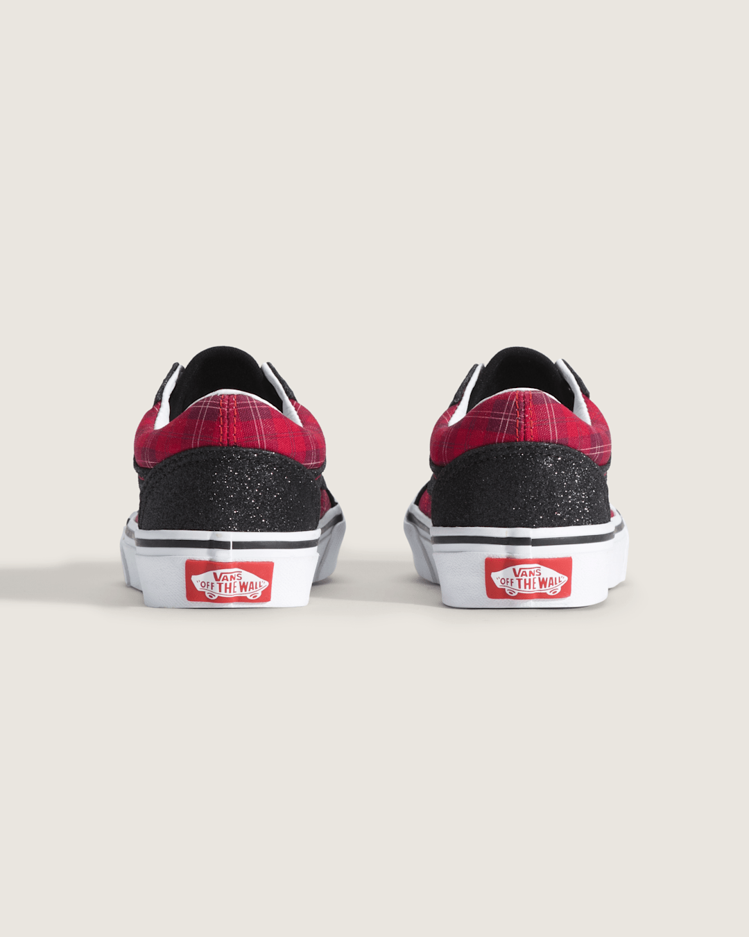 Kids|Sale Vans Little Kids Old Skool Shoe in Glitter Plaid Red / Black