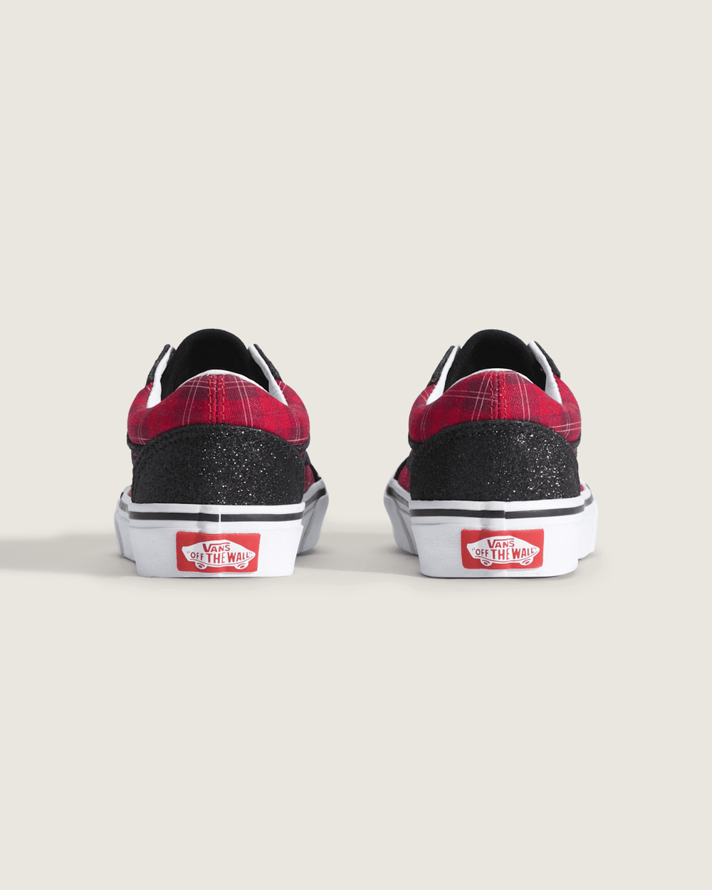 Kids|Sale Vans Little Kids Old Skool Shoe in Glitter Plaid Red / Black