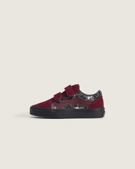 Kids|Sale Vans Little Kids Old Skool V Halloween Shoe in In the Shadows Black / Port Red