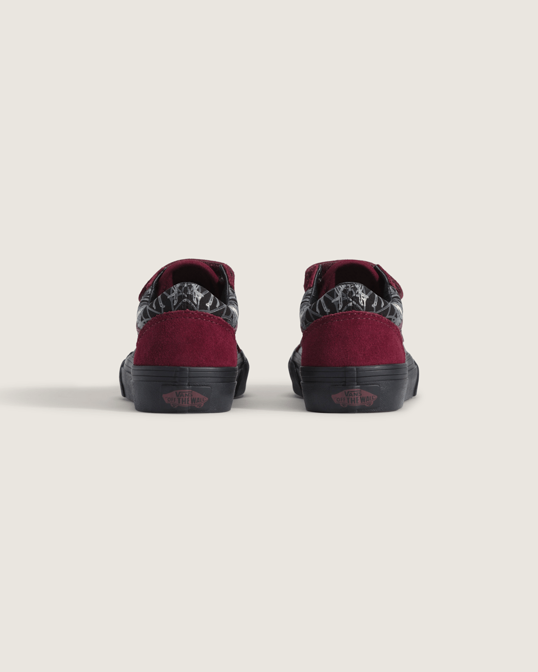 Kids|Sale Vans Little Kids Old Skool V Halloween Shoe in In the Shadows Black / Port Red