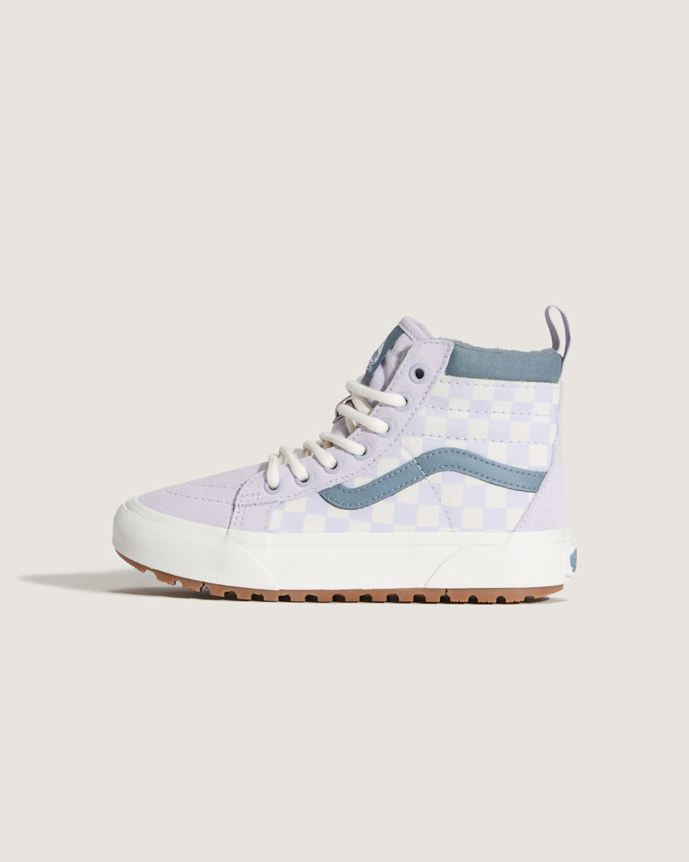 Kids|Sale Vans Little Kids Sk8-Hi Water Resistant Checkerboard Shoe in Lilac Mist Purple