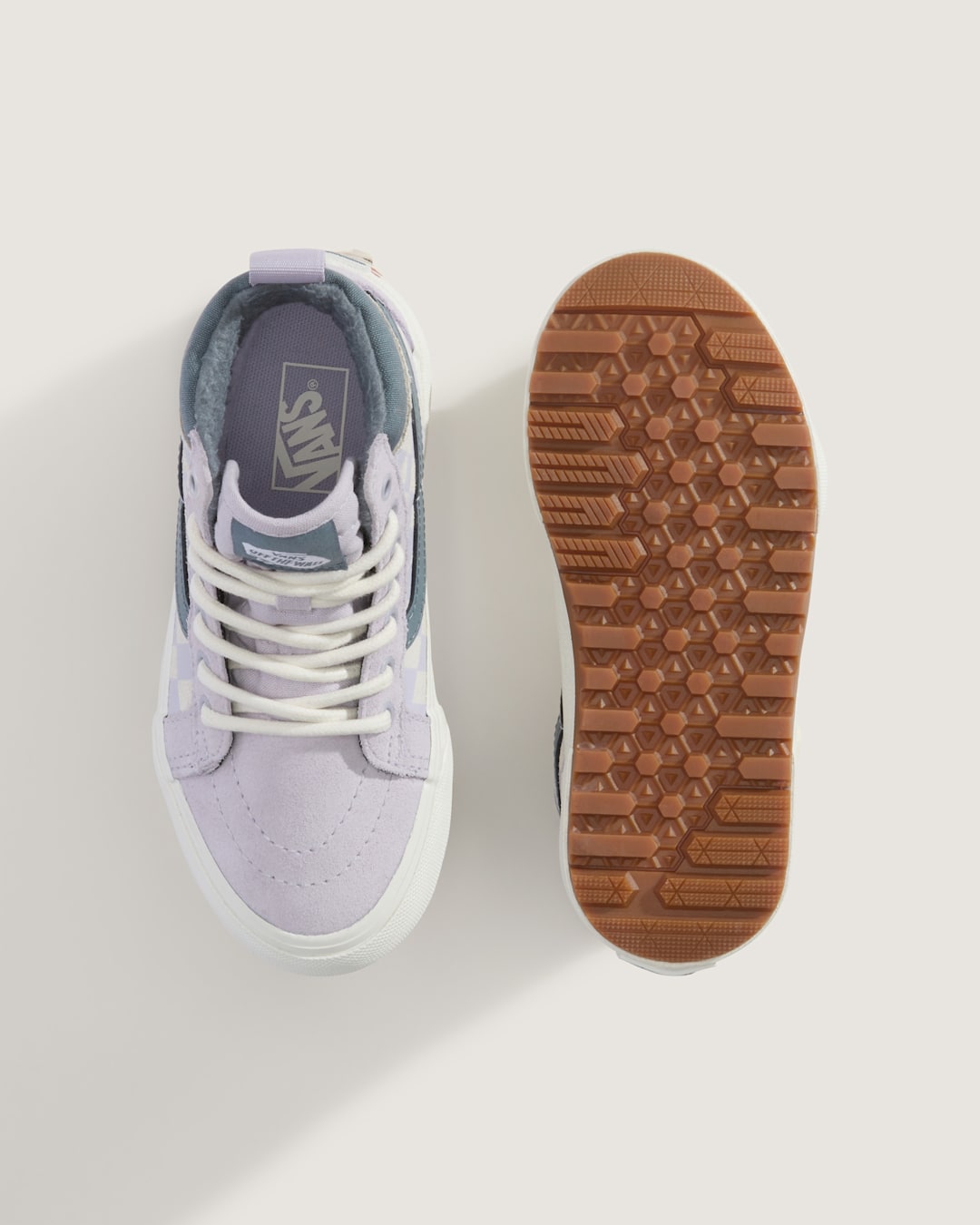 Kids|Sale Vans Little Kids Sk8-Hi Water Resistant Checkerboard Shoe in Lilac Mist Purple