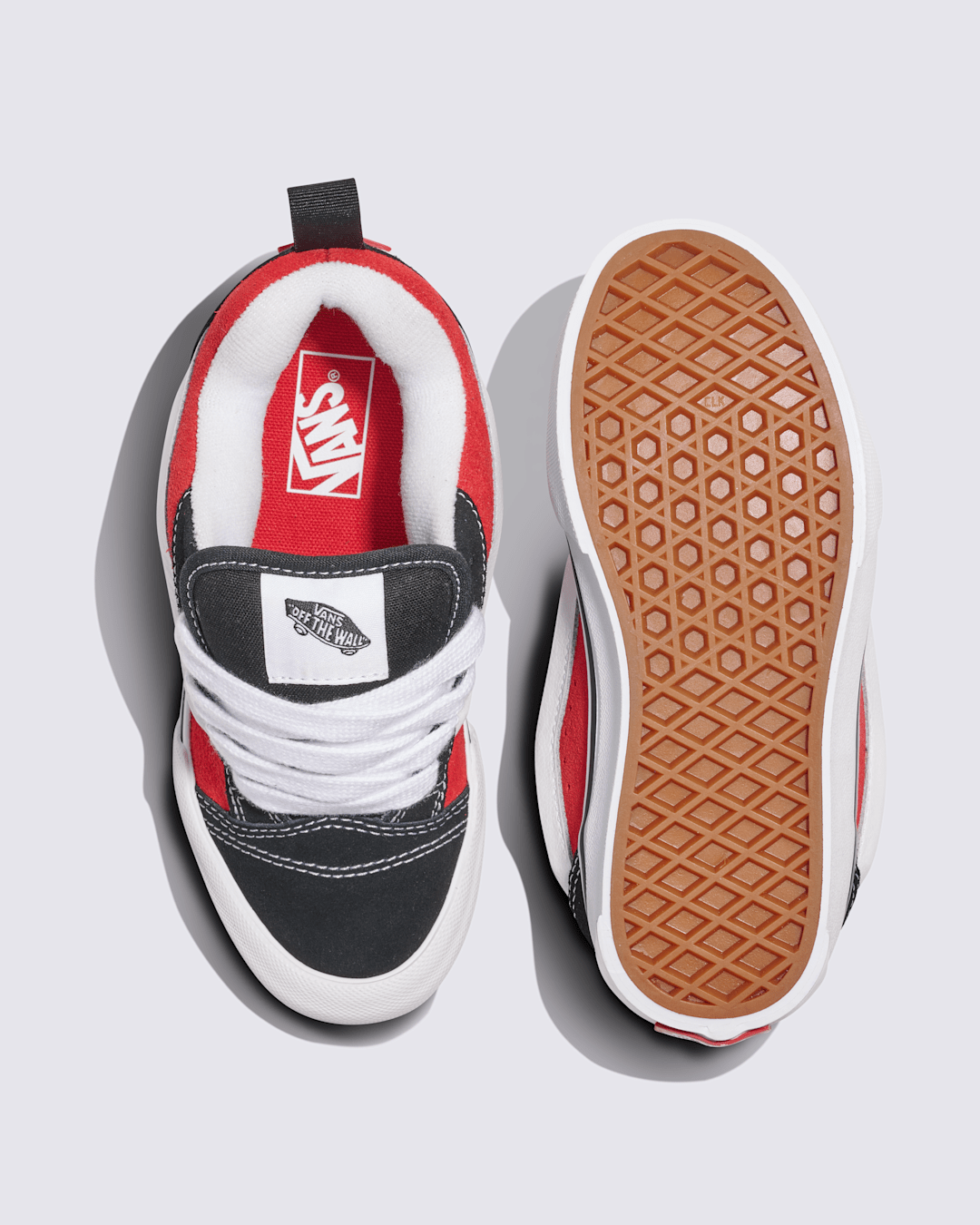 Kids|Sale Vans Little Kids Knu Skool Shoe in Black / Racing Red