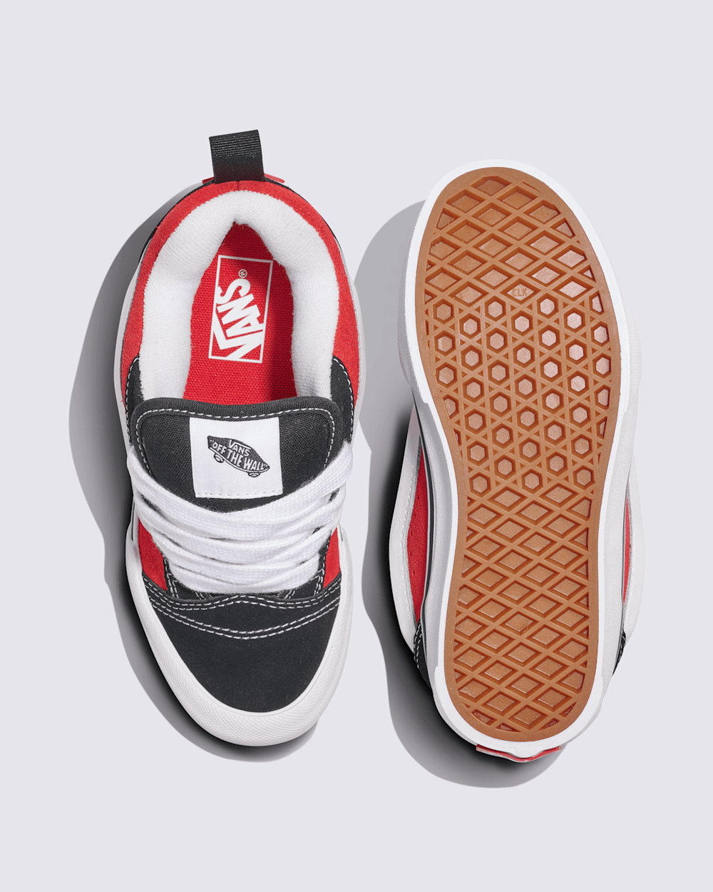 Kids|Sale Vans Little Kids Knu Skool Shoe in Black / Racing Red