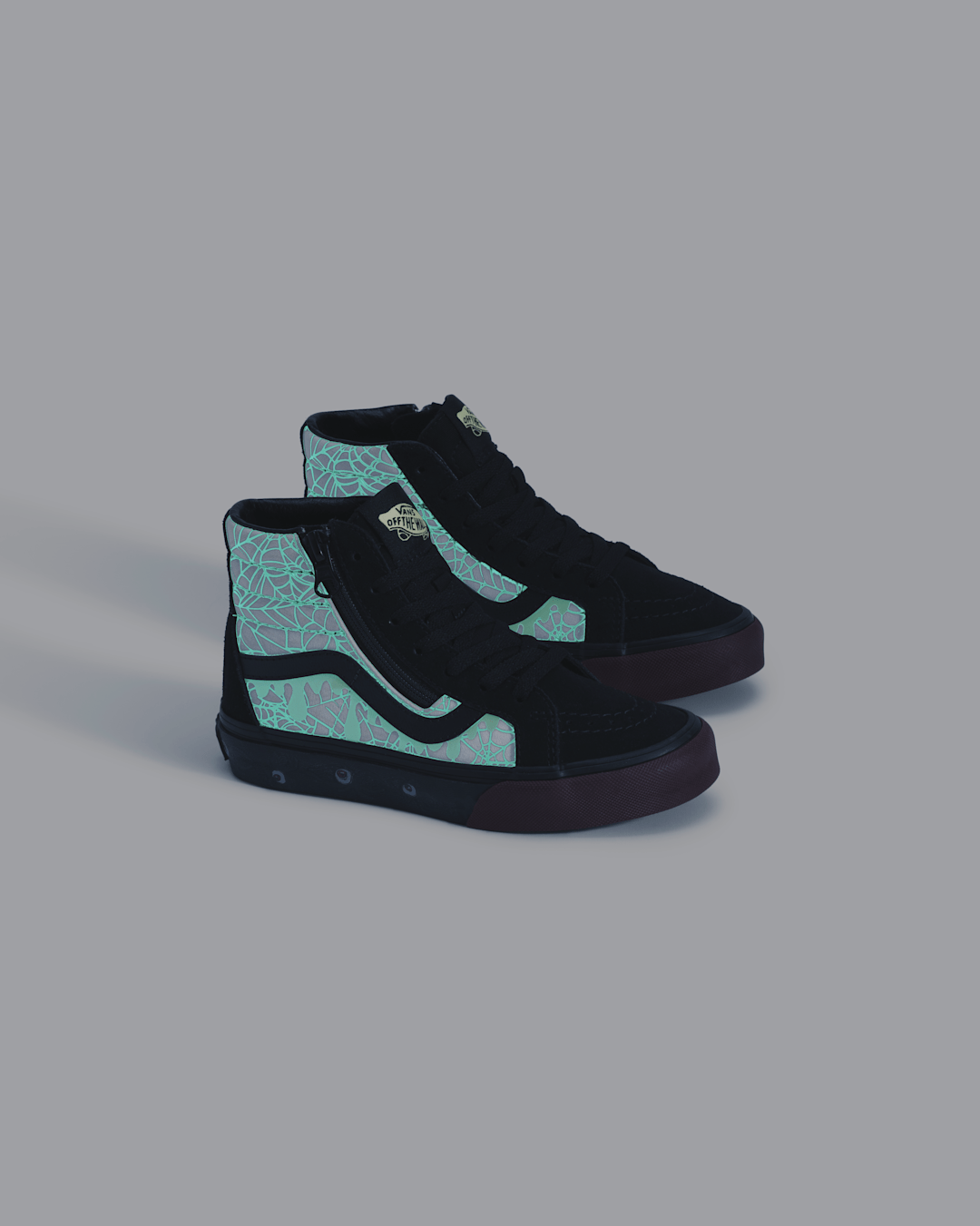 Kids|Sale Vans Little Kids Sk8-Hi Side Zip Halloween Shoe in In the Shadows Black / Port Red