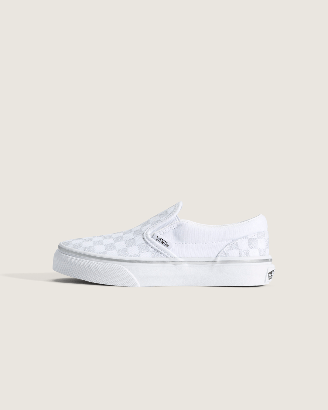 Kids|Sale Vans Little Kids Classic Slip-On Checkerboard Shoe in Checkerboard Silver Grey