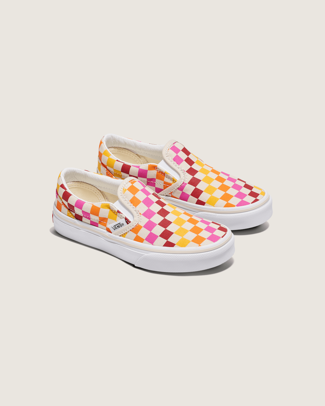Kids|Sale Vans Little Kids Classic Slip-On Checkerboard Shoe in Rainbow / Beige