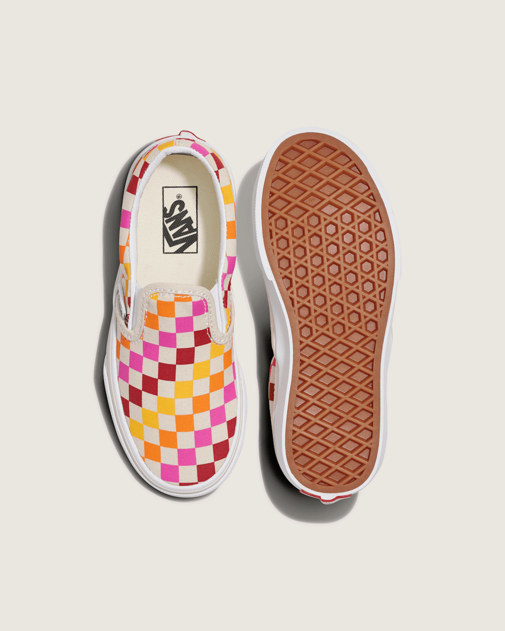 Kids|Sale Vans Little Kids Classic Slip-On Checkerboard Shoe in Rainbow / Beige