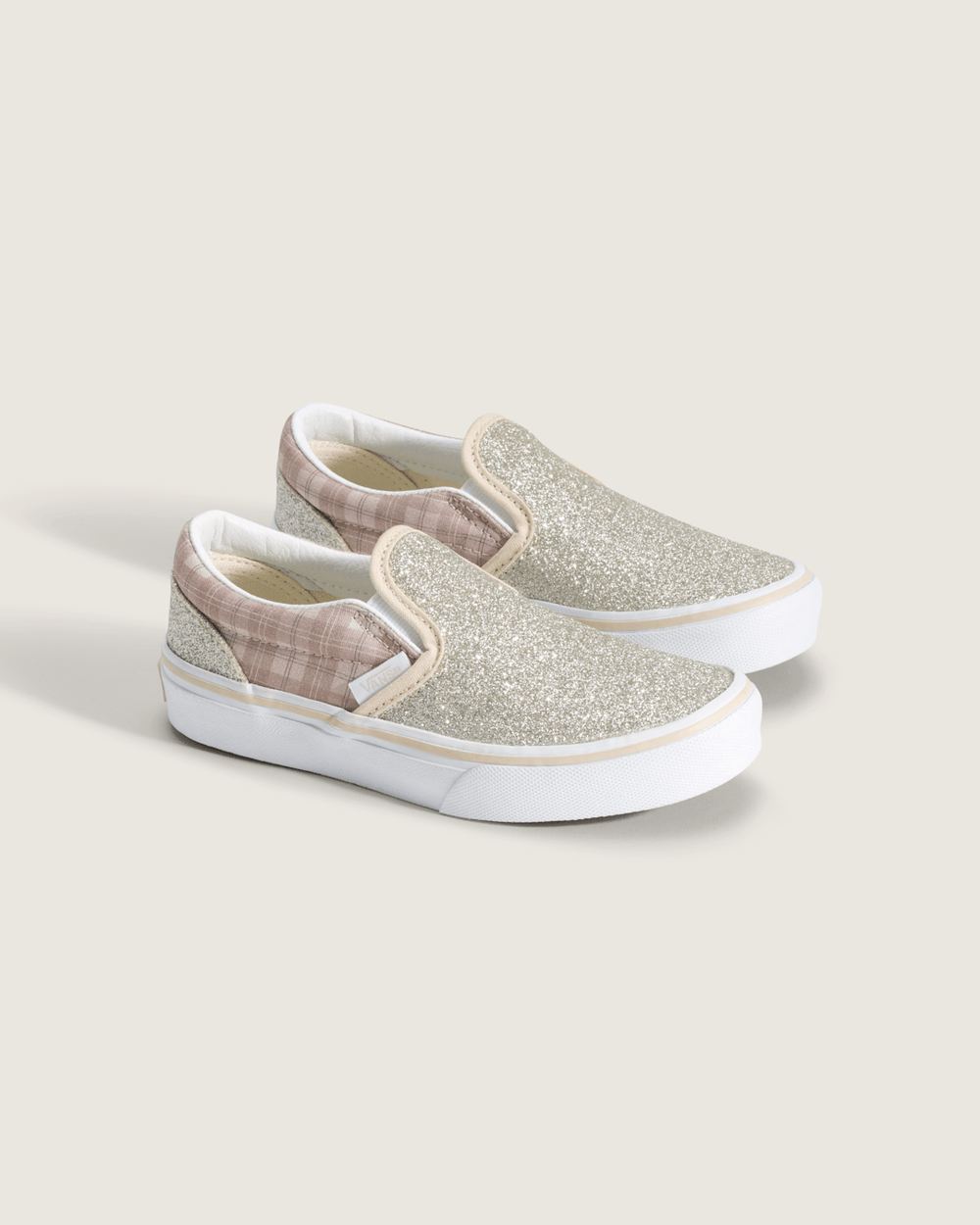Kids|Sale Vans Little Kids Classic Slip-On Shoe in Glitter Plaid Incense