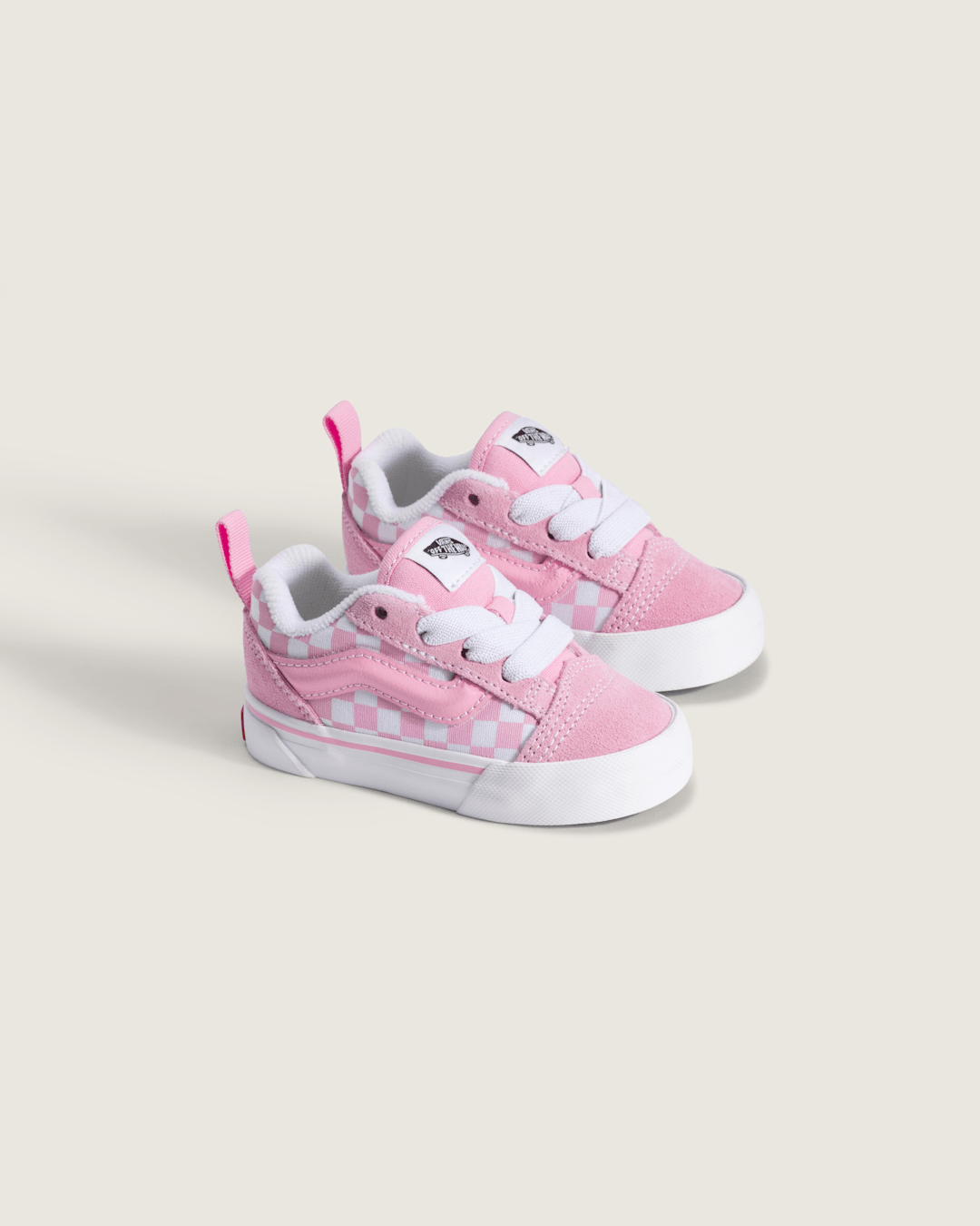 Kids Vans Toddler Knu Skool Checkerboard Shoe in Checkerboard Prism Pink / True White