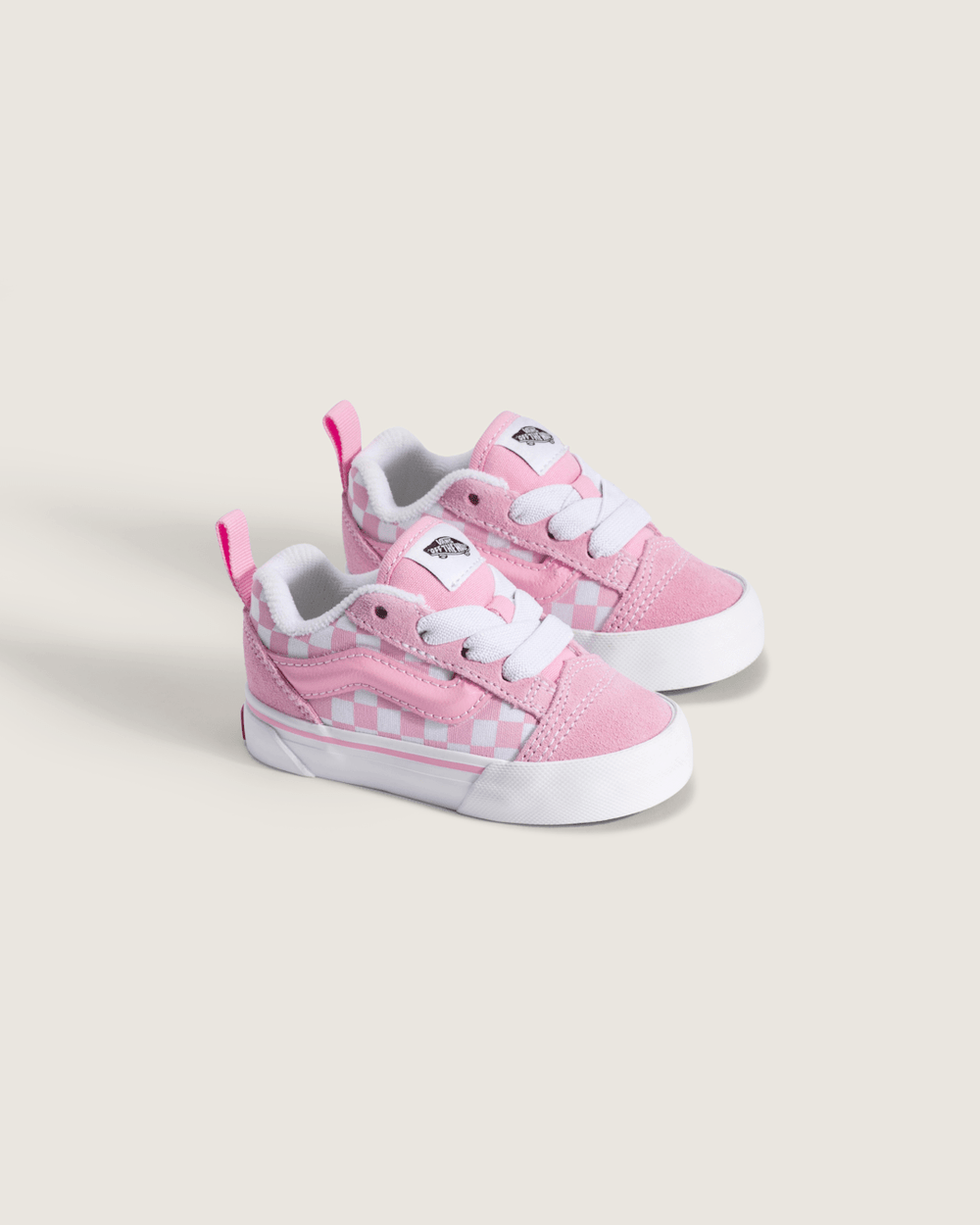 Kids Vans Toddler Knu Skool Checkerboard Shoe in Checkerboard Prism Pink / True White