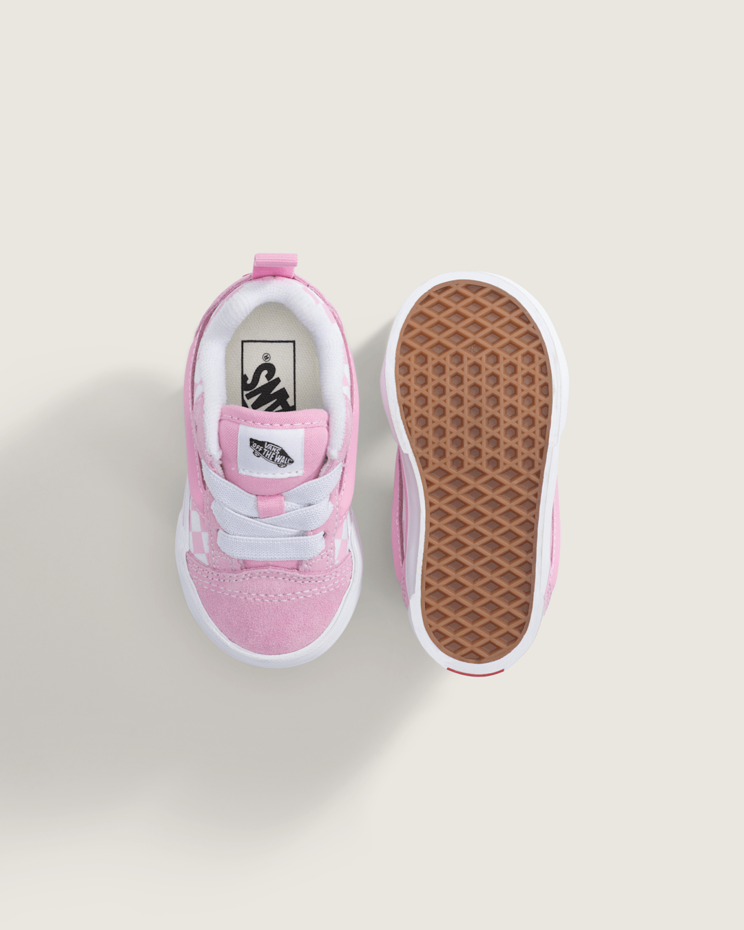 Kids Vans Toddler Knu Skool Checkerboard Shoe in Checkerboard Prism Pink / True White