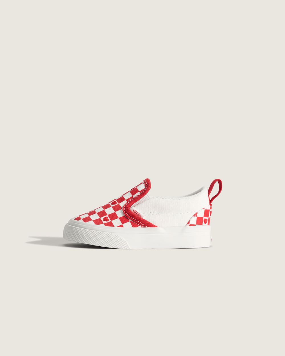 Kids Vans Toddler Classic Slip-On V Checkerboard Shoe in Checkerboard Racing Red / True White