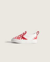 Kids Vans Toddler Classic Slip-On V Checkerboard Shoe in Checkerboard Racing Red / True White
