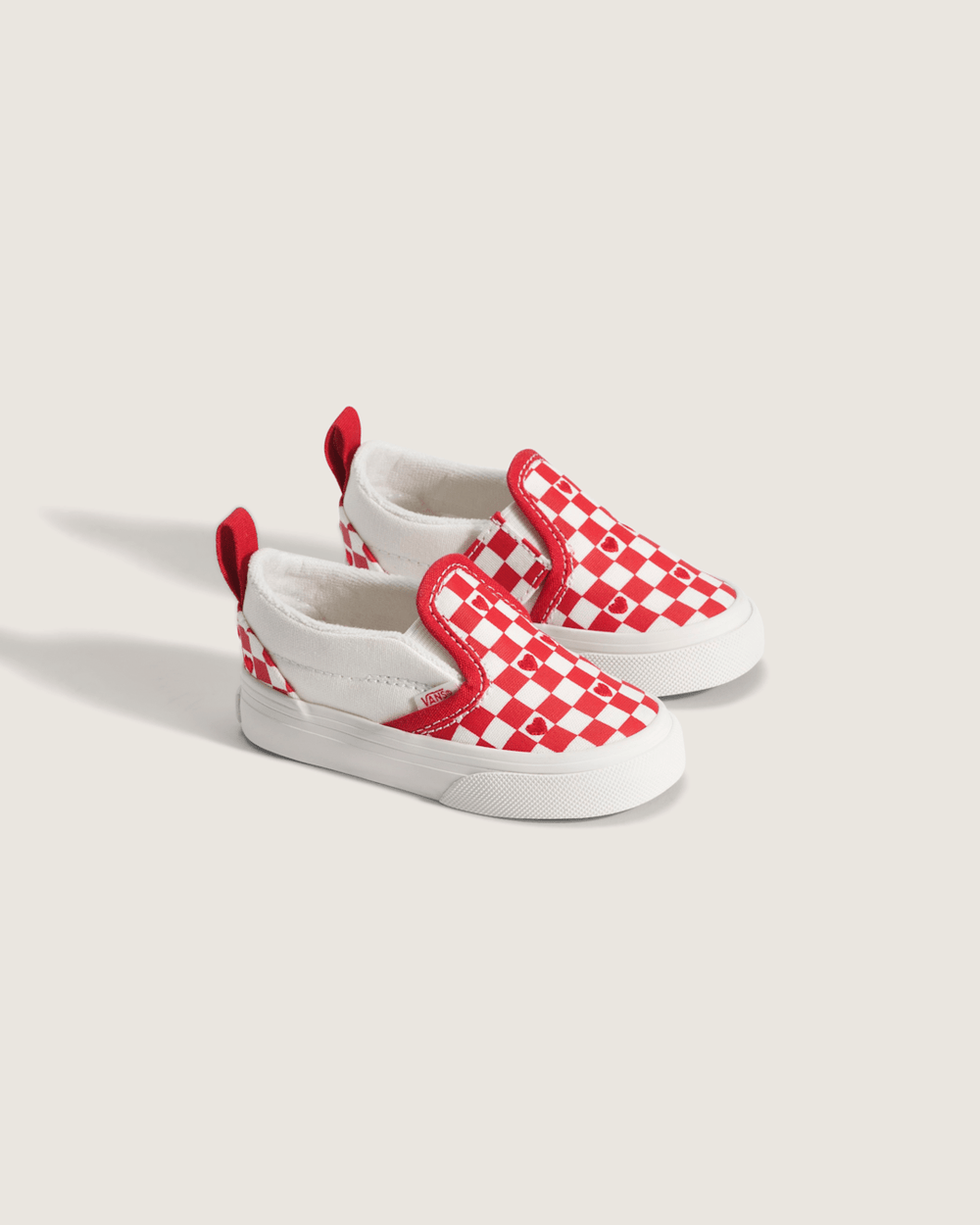 Kids Vans Toddler Classic Slip-On V Checkerboard Shoe in Checkerboard Racing Red / True White
