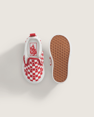 Kids Vans Toddler Classic Slip-On V Checkerboard Shoe in Checkerboard Racing Red / True White