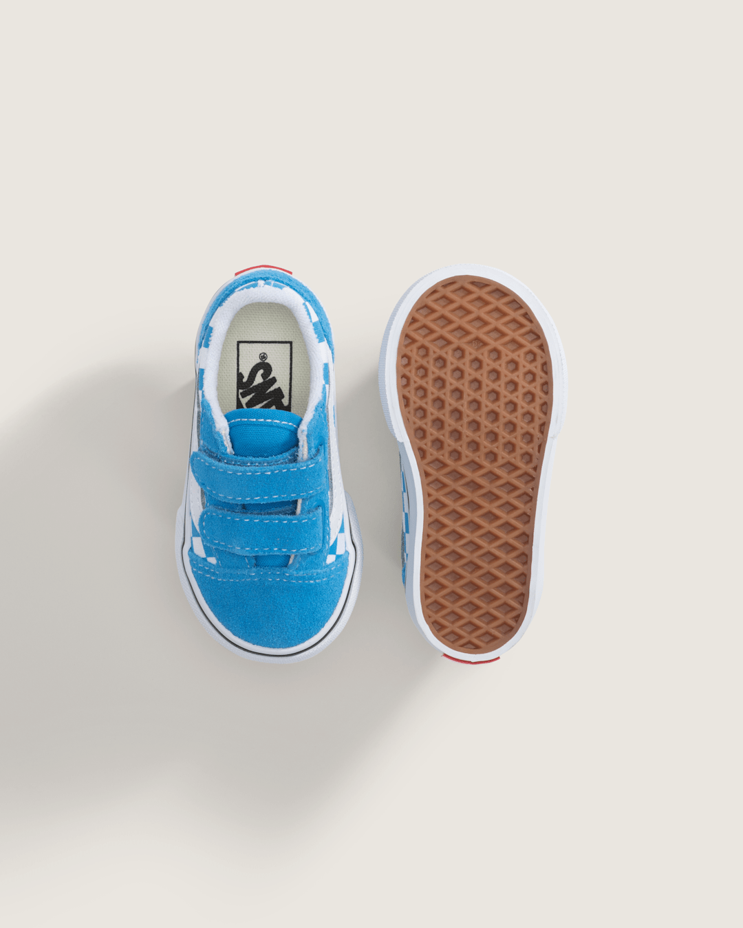 Kids Vans Toddler Old Skool V Checkerboard Shoe in Checkerboard Bright Azure Blue