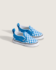 Kids Vans Toddler Classic Slip-On V Checkerboard Shoe in Checkerboard Bright Azure Blue