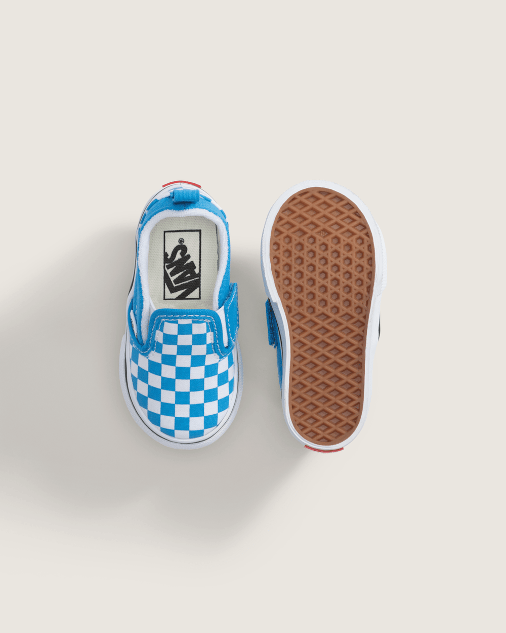 Kids Vans Toddler Classic Slip-On V Checkerboard Shoe in Checkerboard Bright Azure Blue