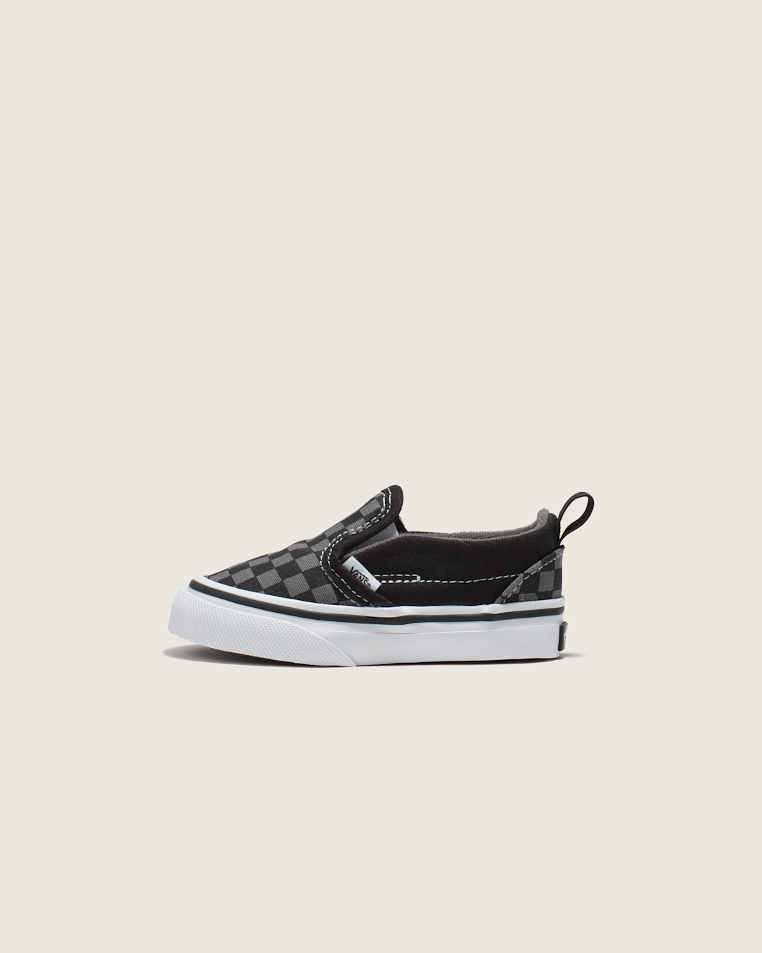 Kids Vans Toddler Classic Slip-On V Checkerboard Shoe in Checkerboard Black / Pewter Grey