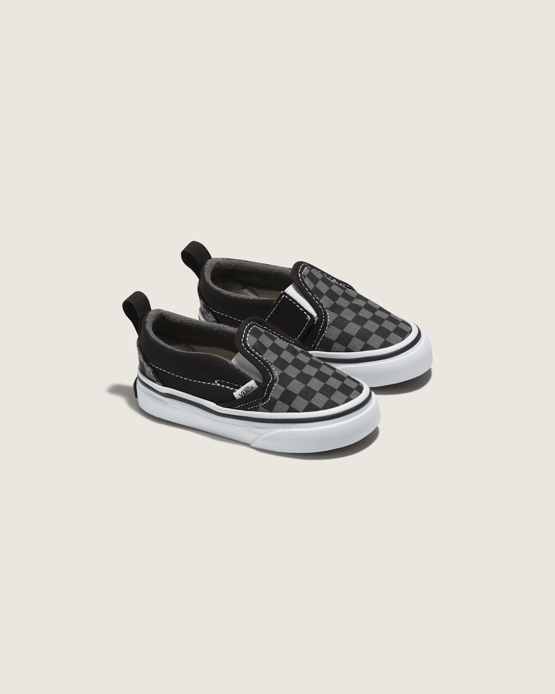 Kids Vans Toddler Classic Slip-On V Checkerboard Shoe in Checkerboard Black / Pewter Grey