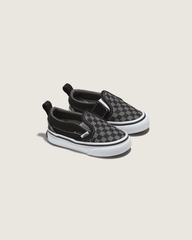 Kids Vans Toddler Classic Slip-On V Checkerboard Shoe in Checkerboard Black / Pewter Grey