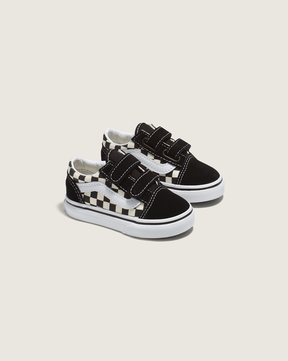Kids Vans Toddler Old Skool V Checkerboard Shoe in Checkerboard Black / White